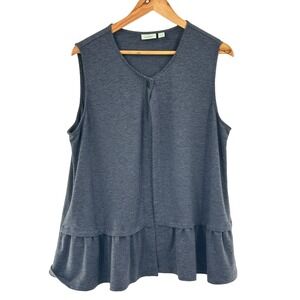 LOGO Lounge by Lori Goldstein French Terry Vest with Ruffle Detail - Size L